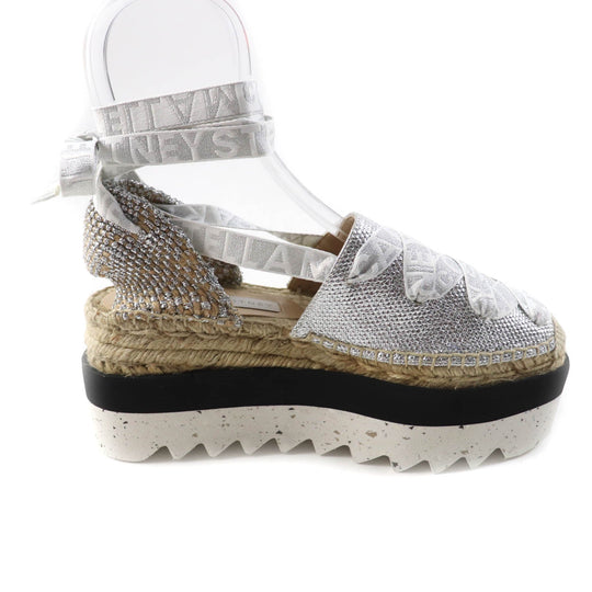 Stella McCartney Sandals 800159 Upper: 100% organic cotton, Liner: 64% polyurethane, 36% viscose, Outsole: 60% EVA, 40% jute Silver Gaia Women 36 Used Authentic