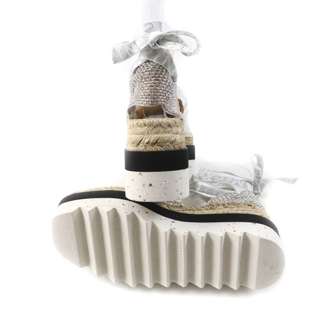 Stella McCartney Sandals 800159 Upper: 100% organic cotton, Liner: 64% polyurethane, 36% viscose, Outsole: 60% EVA, 40% jute Silver Gaia Women 36 Used Authentic