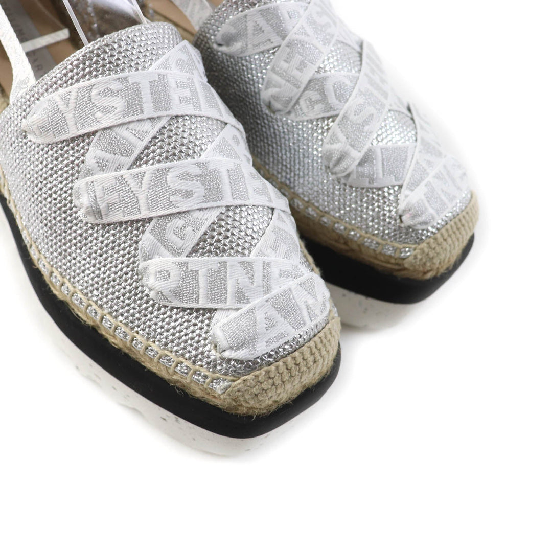 Stella McCartney Sandals 800159 Upper: 100% organic cotton, Liner: 64% polyurethane, 36% viscose, Outsole: 60% EVA, 40% jute Silver Gaia Women 36 Used Authentic