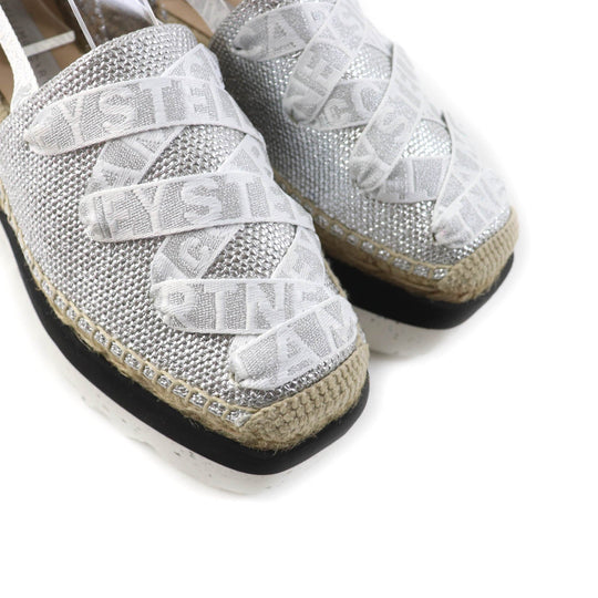 Stella McCartney Sandals 800159 Upper: 100% organic cotton, Liner: 64% polyurethane, 36% viscose, Outsole: 60% EVA, 40% jute Silver Gaia Women 36 Used Authentic