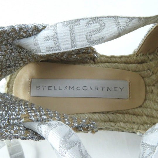 Stella McCartney Sandals 800159 Upper: 100% organic cotton, Liner: 64% polyurethane, 36% viscose, Outsole: 60% EVA, 40% jute Silver Gaia Women 36 Used Authentic