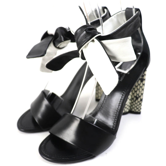 LOUIS VUITTON Sandals Main: Leather, Part: Embossed leather Black White Silhouette line Women 36 1|2 Used Authentic