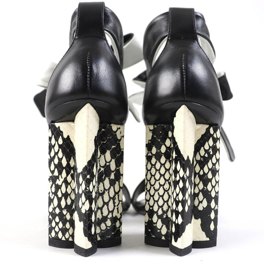LOUIS VUITTON Sandals Main: Leather, Part: Embossed leather Black White Silhouette line Women 36 1|2 Used Authentic