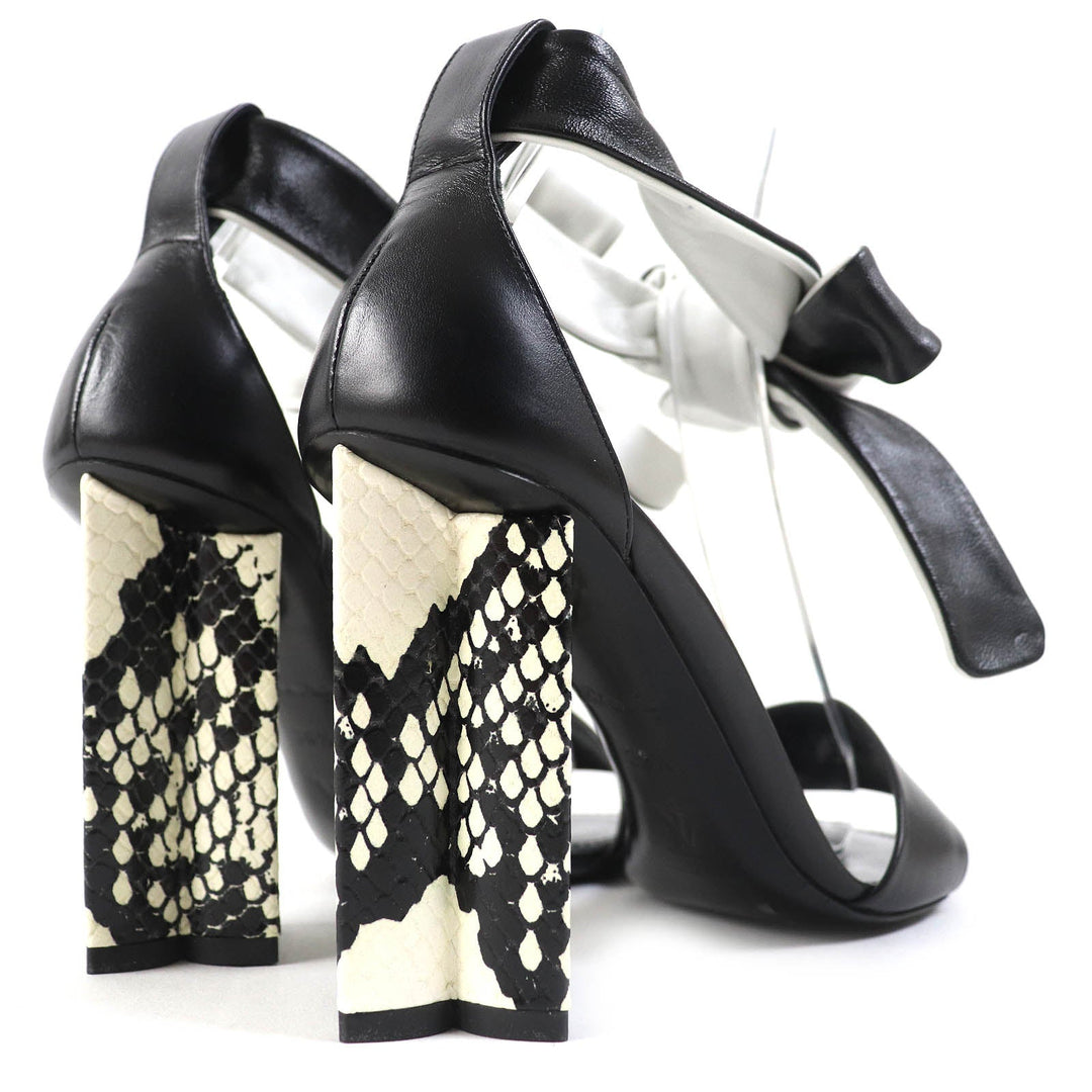 LOUIS VUITTON Sandals Main: Leather, Part: Embossed leather Black White Silhouette line Women 36 1|2 Used Authentic