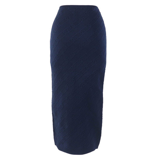 FENDI Long skirt FZQ677 Main: 51% rayon, 31% polypropylene, 11% nylon, 5% polyester, 2% polyurethane Navy Women 40 Used Authentic