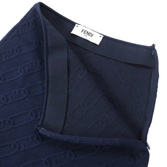 FENDI Long skirt FZQ677 Main: 51% rayon, 31% polypropylene, 11% nylon, 5% polyester, 2% polyurethane Navy Women 40 Used Authentic