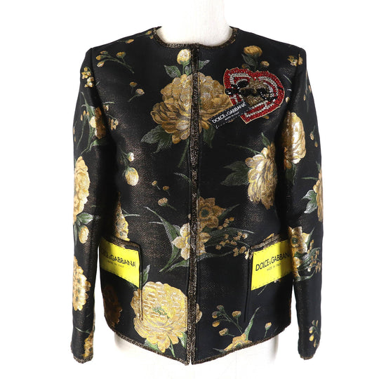 DOLCE&GABBANA No color jacket Outer material: 34% acetate, 24% acrylic, 24% cotton, 11% polyester, 4% nylon, 25% silk, 22% rayon Black Gold Green Women 36 Used Authentic