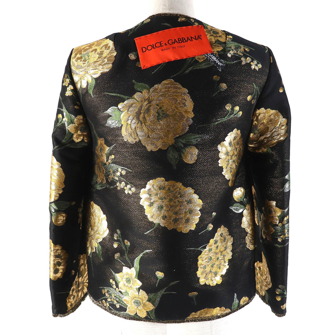 DOLCE&GABBANA No color jacket Outer material: 34% acetate, 24% acrylic, 24% cotton, 11% polyester, 4% nylon, 25% silk, 22% rayon Black Gold Green Women 36 Used Authentic