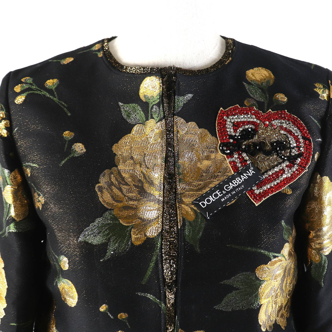 DOLCE&GABBANA No color jacket Outer material: 34% acetate, 24% acrylic, 24% cotton, 11% polyester, 4% nylon, 25% silk, 22% rayon Black Gold Green Women 36 Used Authentic