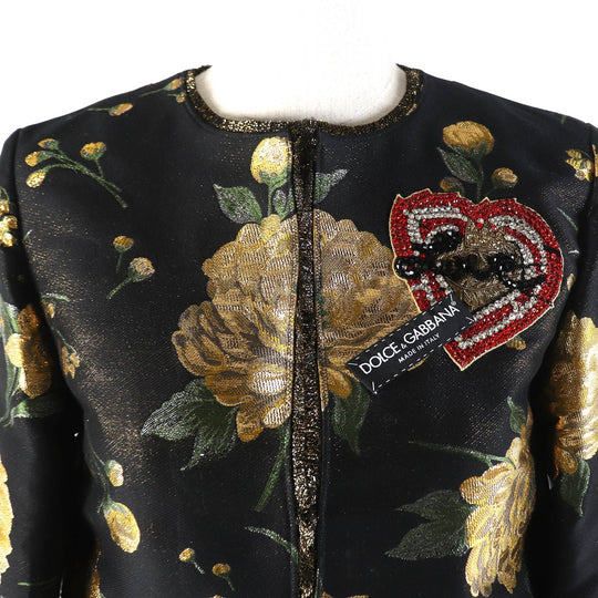 DOLCE&GABBANA No color jacket Outer material: 34% acetate, 24% acrylic, 24% cotton, 11% polyester, 4% nylon, 25% silk, 22% rayon Black Gold Green Women 36 Used Authentic