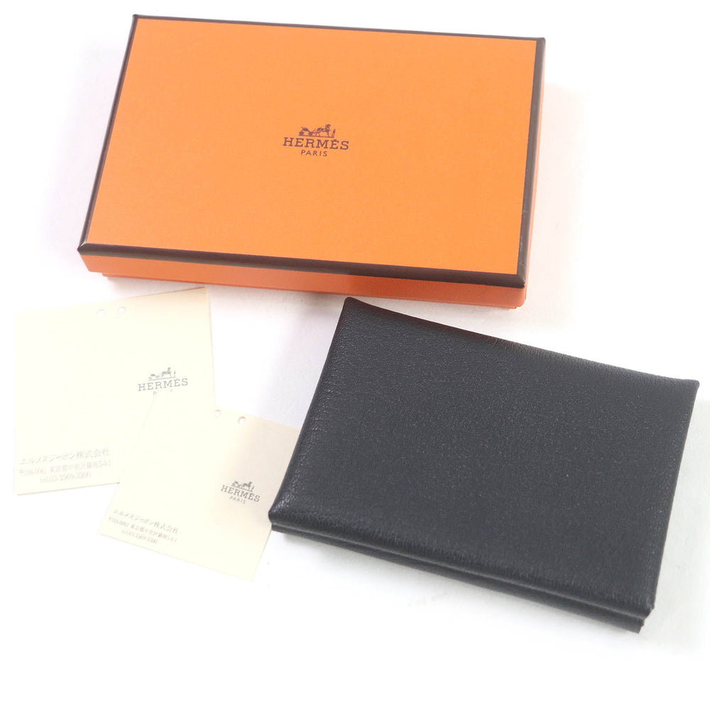 HERMES Coin case Main: Evercolor black Calvi duo mens Used Authentic
