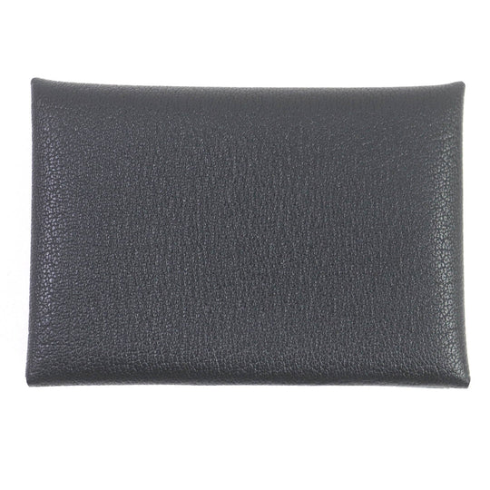 HERMES Coin case Main: Evercolor black Calvi duo mens Used Authentic