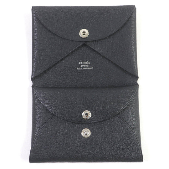 HERMES Coin case Main: Evercolor black Calvi duo mens Used Authentic