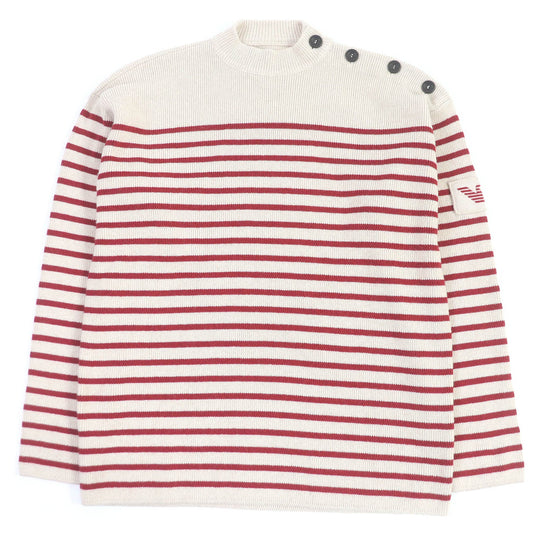 EMPORIO ARMANI sweater Main: 40% wool, 26% rayon, 25% polyamide, 10% cashmere Beige red mens M Used Authentic