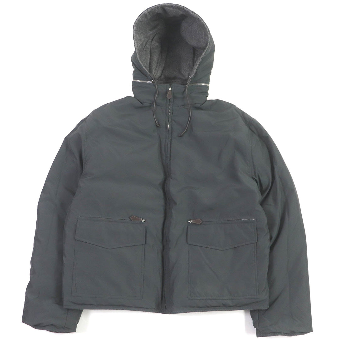 HERMES Down jacket Outer: 100% cashmere, Lining: 60% nylon, Lining: 40% polyester, Filling: 100% down, Filling: 100% polyester gray mens 52 Used Authentic