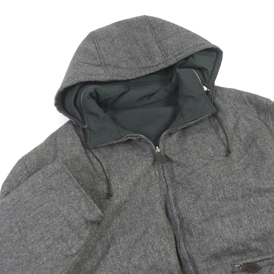 HERMES Down jacket Outer: 100% cashmere, Lining: 60% nylon, Lining: 40% polyester, Filling: 100% down, Filling: 100% polyester gray mens 52 Used Authentic