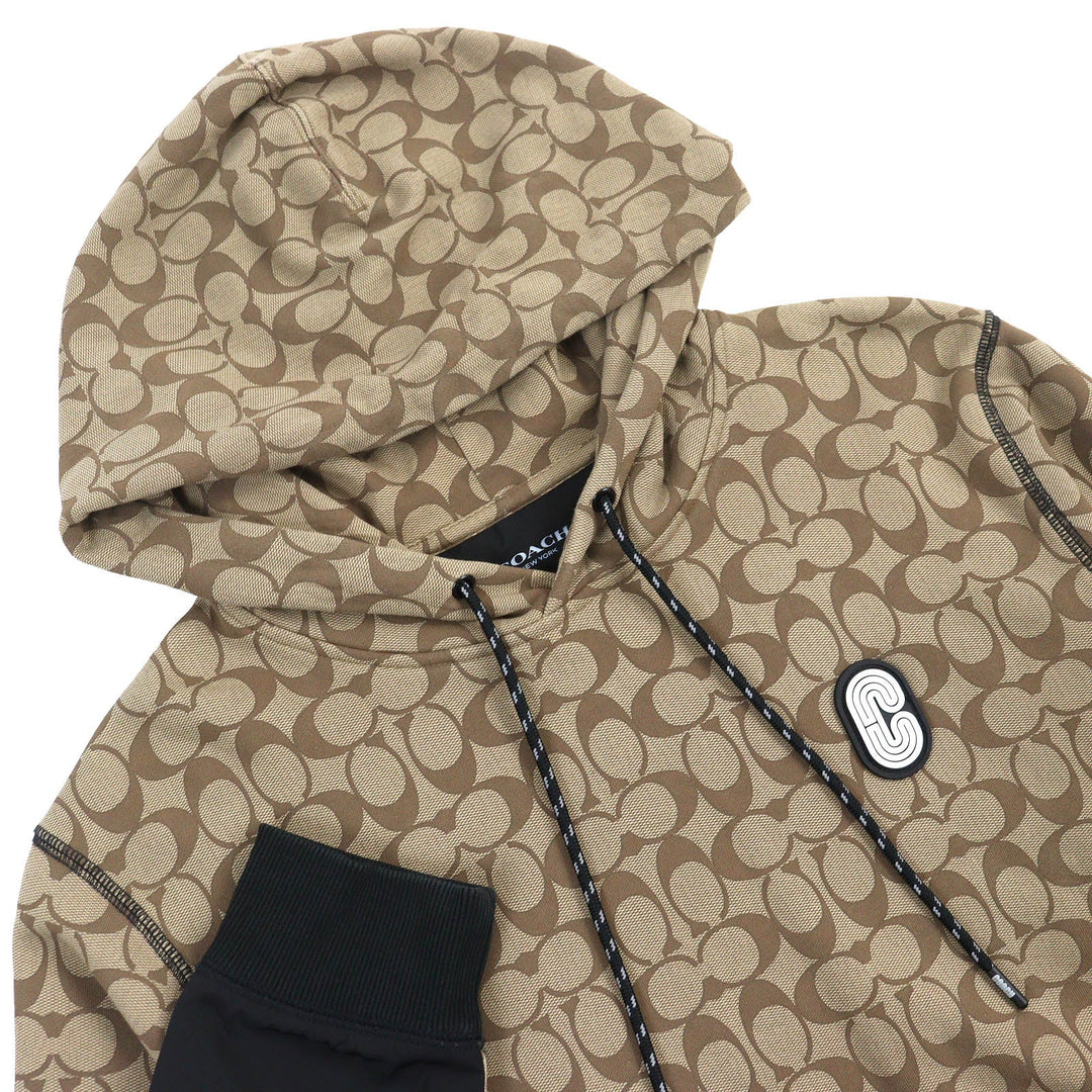 COACH Hoodie 89747 Main: 100% cotton, Lining: 100% cotton, Part: 100% polyester, Part: 98% cotton, Part: 2% polyurethane Brown black mens M Used Authentic