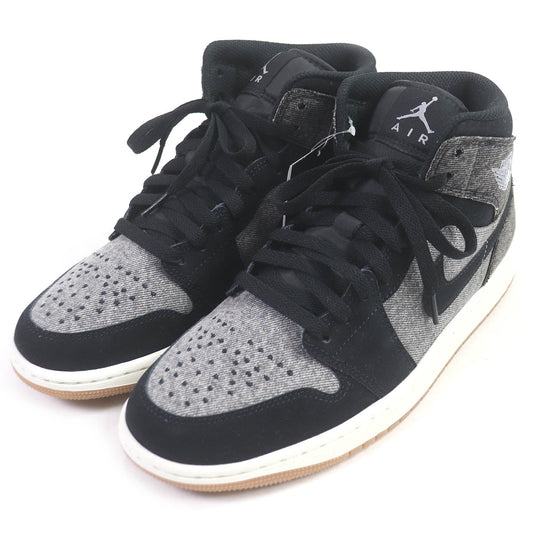 NIKE sneakers HJ4363-001 Main: Suede leather Black Grey AIR JORDAN 1 MID SE V2 mens 26 Used Authentic