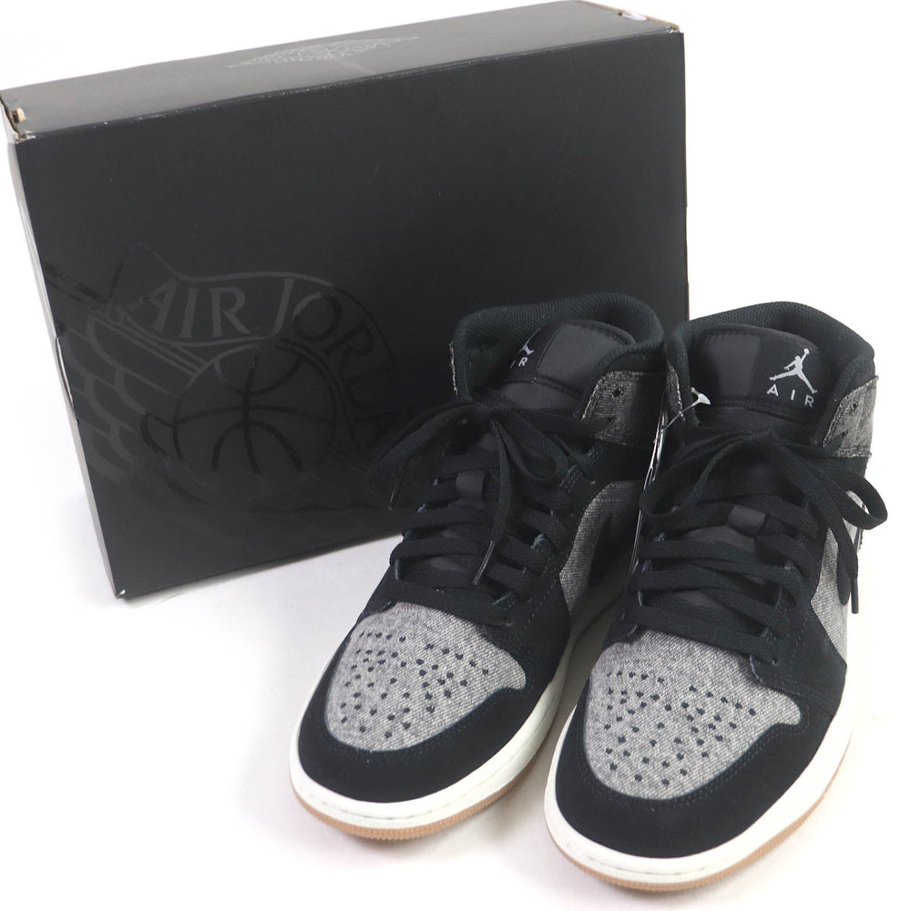 NIKE sneakers HJ4363-001 Main: Suede leather Black Grey AIR JORDAN 1 MID SE V2 mens 26 Used Authentic