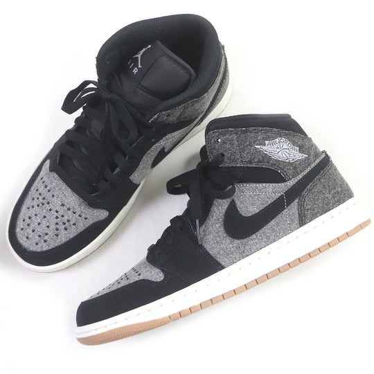 NIKE sneakers HJ4363-001 Main: Suede leather Black Grey AIR JORDAN 1 MID SE V2 mens 26 Used Authentic