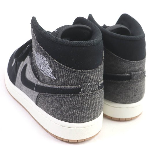 NIKE sneakers HJ4363-001 Main: Suede leather Black Grey AIR JORDAN 1 MID SE V2 mens 26 Used Authentic