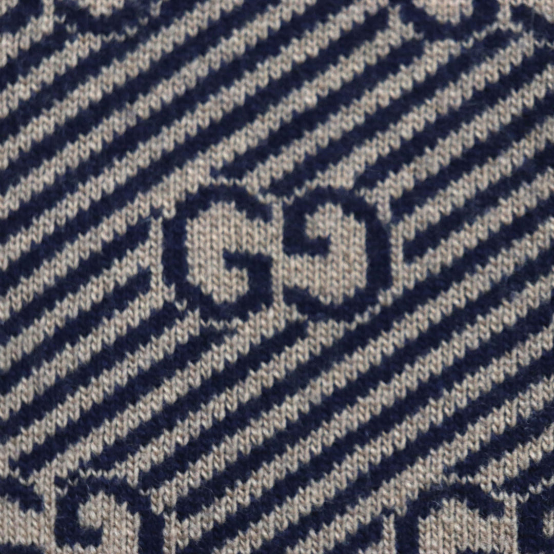 GUCCI sweater 626643 Main: 90% wool, Main: 10% cashmere, Part: 86% wool, Part: 13% nylon, Part: 1% polyurethane Brown navy mens XS Used Authentic