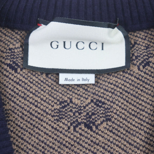 GUCCI sweater 626643 Main: 90% wool, Main: 10% cashmere, Part: 86% wool, Part: 13% nylon, Part: 1% polyurethane Brown navy mens XS Used Authentic