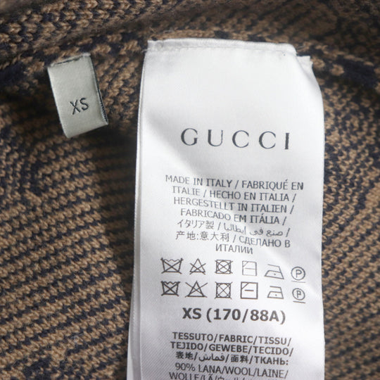GUCCI sweater 626643 Main: 90% wool, Main: 10% cashmere, Part: 86% wool, Part: 13% nylon, Part: 1% polyurethane Brown navy mens XS Used Authentic