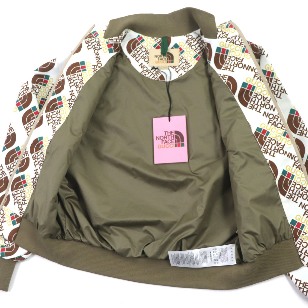 GUCCI Bomber jacket 648866 Outer: 100% nylon, Lining: 100% polyester, Part: 95% cotton, Part: 5% polyurethane, Filling: 100% polyester Brown white mens M Used Authentic
