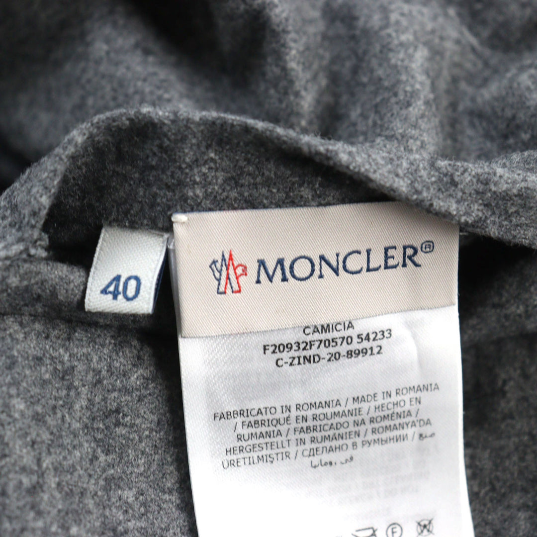 MONCLER Long sleeve shirt F20932F70570 54233 Outer: 100% wool, Lining: 100% nylon Gray black CAMICIA mens 40 Used Authentic