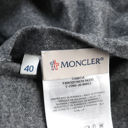 MONCLER Long sleeve shirt F20932F70570 54233 Outer: 100% wool, Lining: 100% nylon Gray black CAMICIA mens 40 Used Authentic