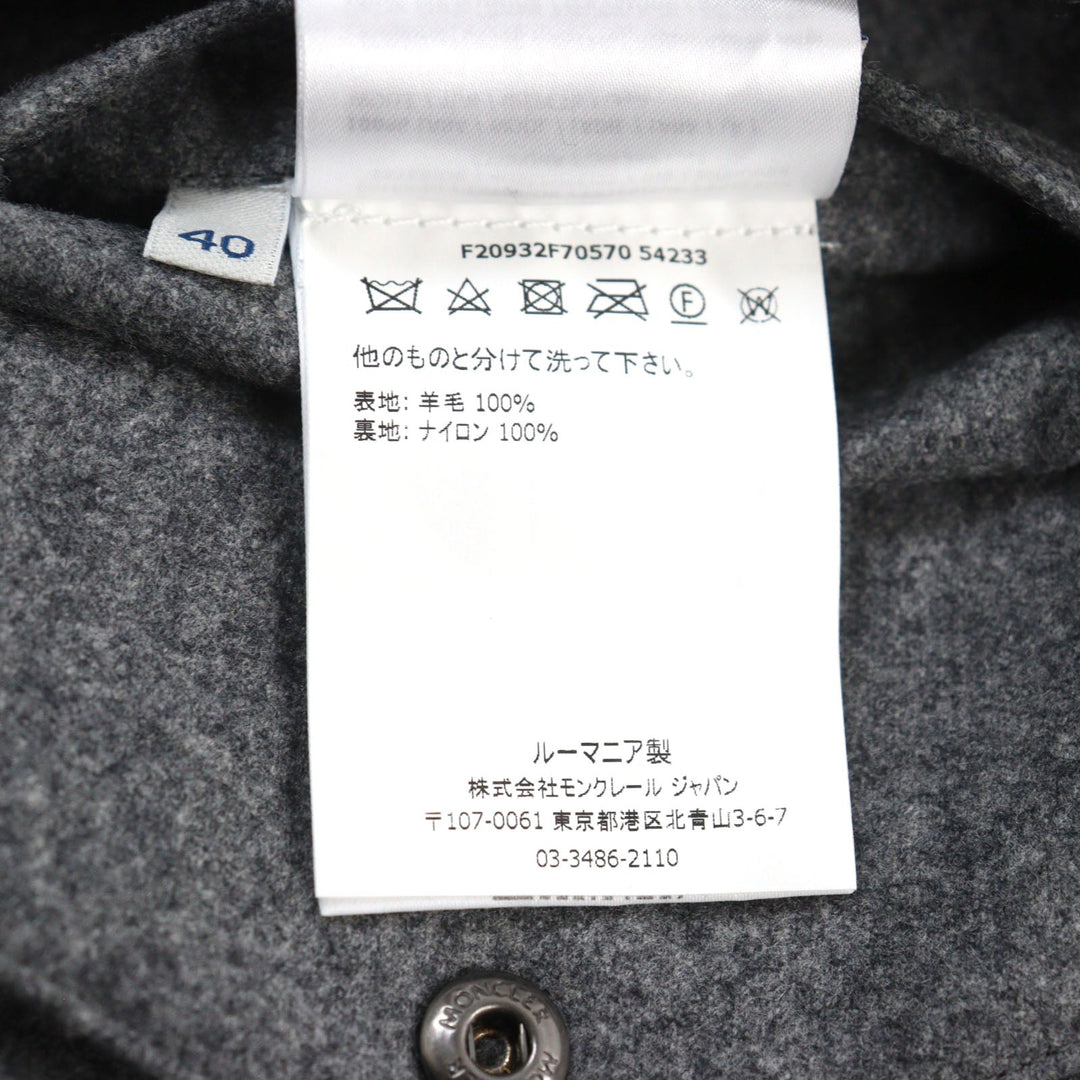 MONCLER Long sleeve shirt F20932F70570 54233 Outer: 100% wool, Lining: 100% nylon Gray black CAMICIA mens 40 Used Authentic