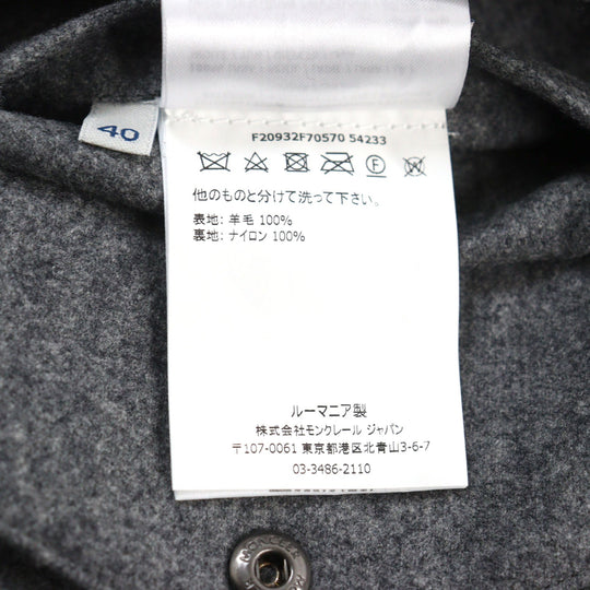 MONCLER Long sleeve shirt F20932F70570 54233 Outer: 100% wool, Lining: 100% nylon Gray black CAMICIA mens 40 Used Authentic