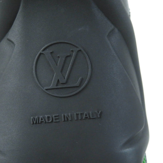 LOUIS VUITTON pumps Satin, Leather Black green arc light line LV Circle Logo Velcro Strap Women 35 Used Authentic