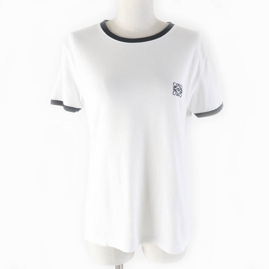 LOEWE Short sleeve T-shirt S359Y22X28 Main: 100% cotton, Part: 100% cotton White black Slim Fit T-shirt Women L Used Authentic