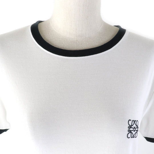 LOEWE Short sleeve T-shirt S359Y22X28 Main: 100% cotton, Part: 100% cotton White black Slim Fit T-shirt Women L Used Authentic