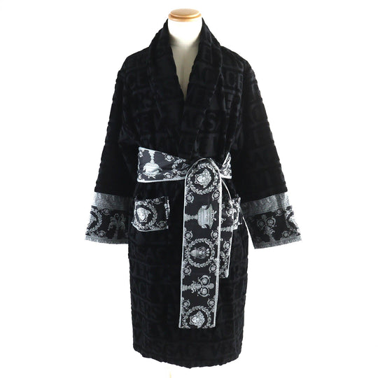 VERSACE Bathrobe ZACJ0008 Main: 100% cotton, Part: 100% cotton black mens M Used Authentic