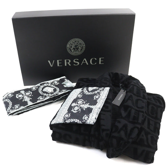 VERSACE Bathrobe ZACJ0008 Main: 100% cotton, Part: 100% cotton black mens M Used Authentic