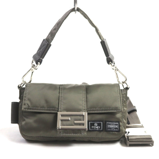 FENDI Sling bag 7AS138 Main: Nylon, Part: Leather Gray type Bucket Mini Phone Case mens Used Authentic