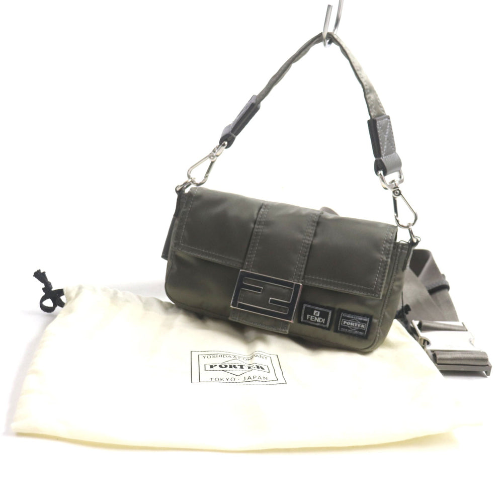 FENDI Sling bag 7AS138 Main: Nylon, Part: Leather Gray type Bucket Mini Phone Case mens Used Authentic