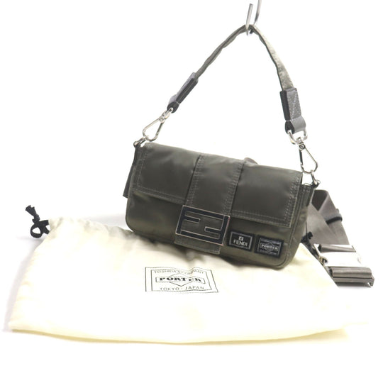 FENDI Sling bag 7AS138 Main: Nylon, Part: Leather Gray type Bucket Mini Phone Case mens Used Authentic