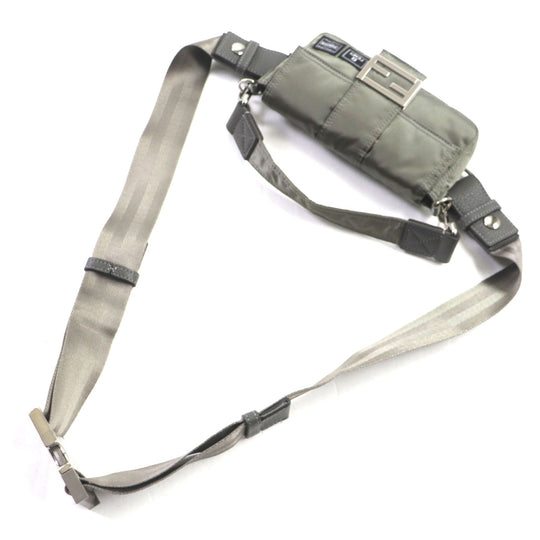 FENDI Sling bag 7AS138 Main: Nylon, Part: Leather Gray type Bucket Mini Phone Case mens Used Authentic