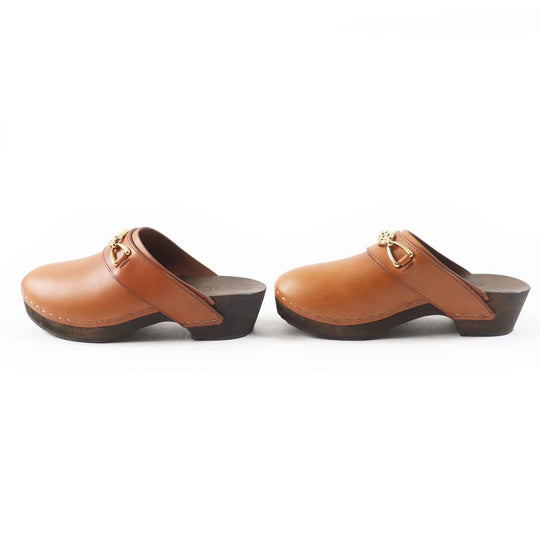 CELINE Mule Main: Leather, Part: Wood Brown Women 34 Used Authentic