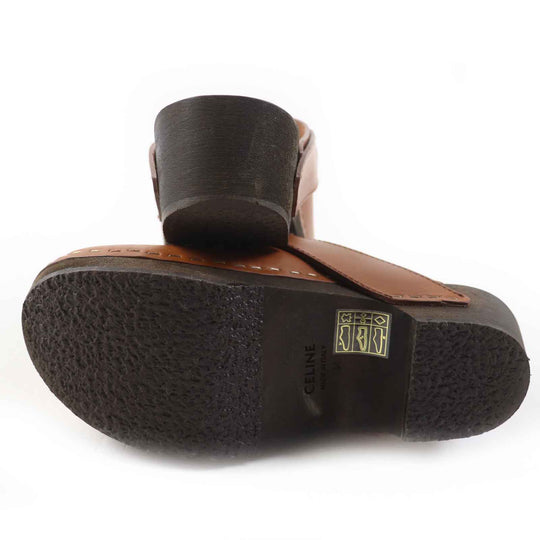 CELINE Mule Main: Leather, Part: Wood Brown Women 34 Used Authentic