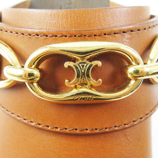 CELINE Mule Main: Leather, Part: Wood Brown Women 34 Used Authentic