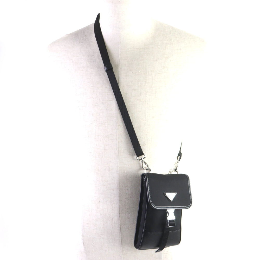 PRADA Shoulder Bag 2ZH109 Main: Nylon, Main: Cypherno leather black mens Used Authentic