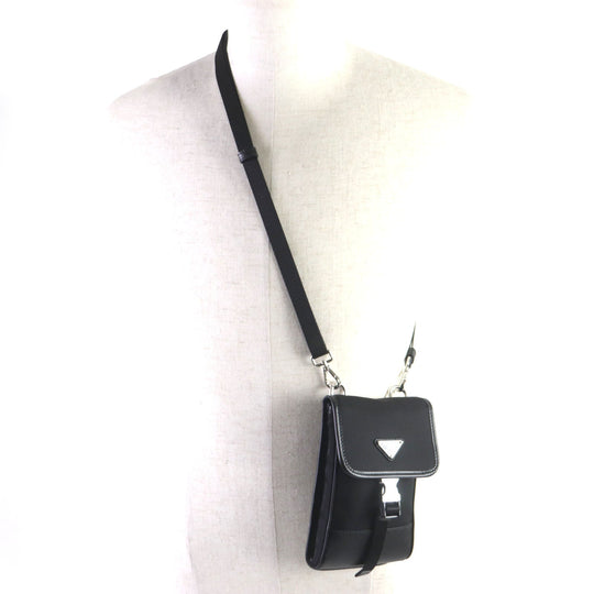 PRADA Shoulder Bag 2ZH109 Main: Nylon, Main: Cypherno leather black mens Used Authentic