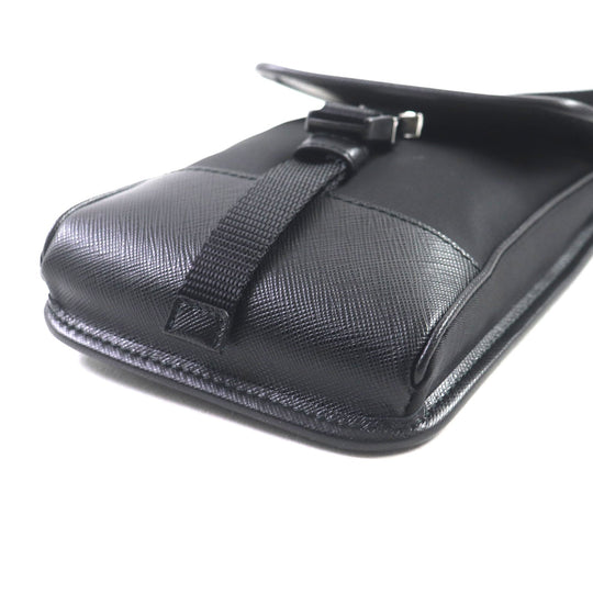 PRADA Shoulder Bag 2ZH109 Main: Nylon, Main: Cypherno leather black mens Used Authentic