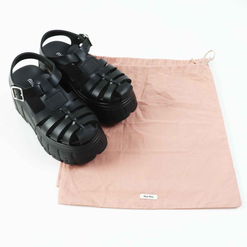 MIUMIU Sandals 5X709D Main: Rubber black EVA Women 36 Used Authentic