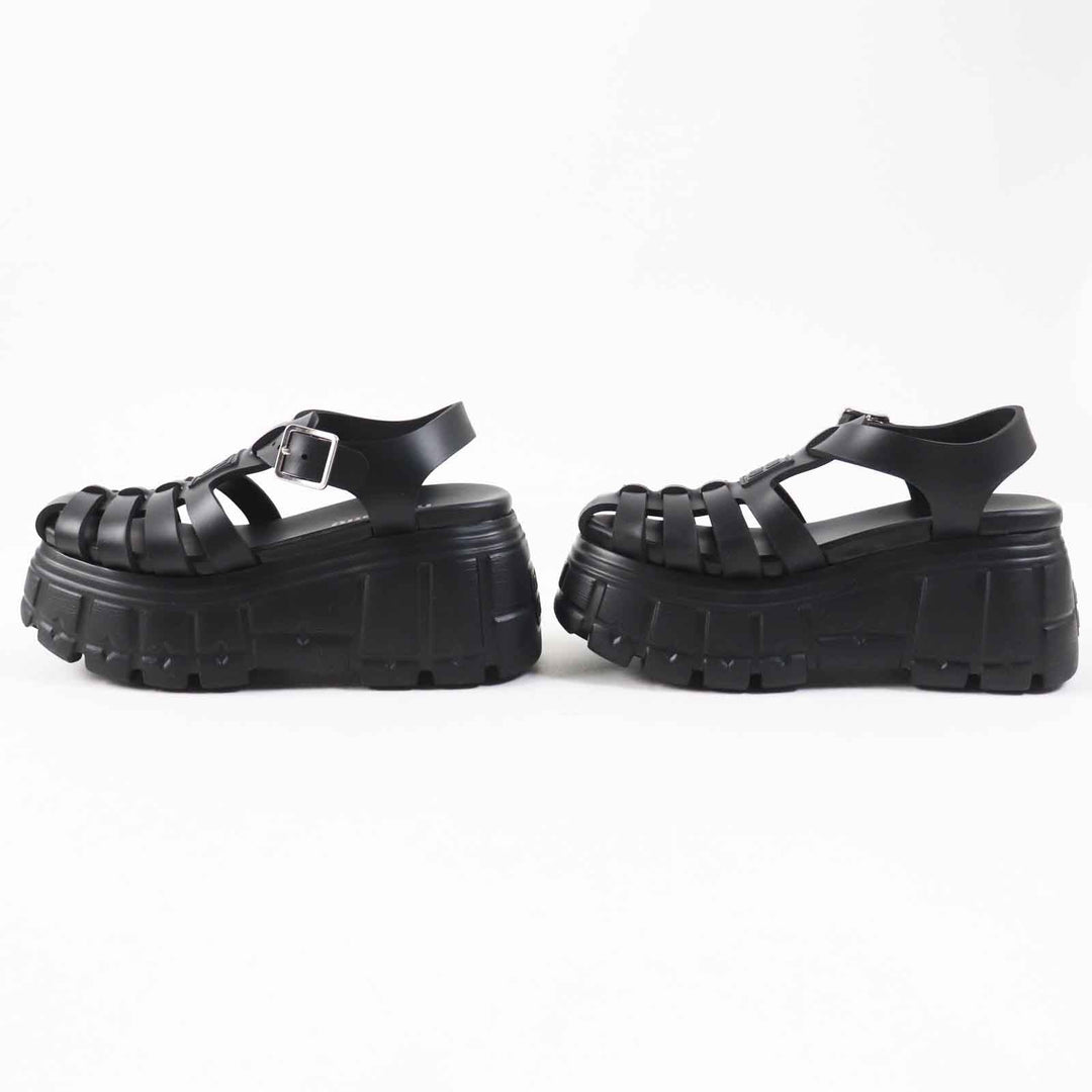 MIUMIU Sandals 5X709D Main: Rubber black EVA Women 36 Used Authentic